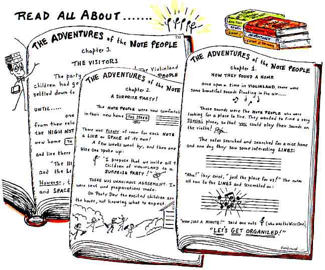 Read all about THE NOTE PEOPLE and their adventure stories about note reading.